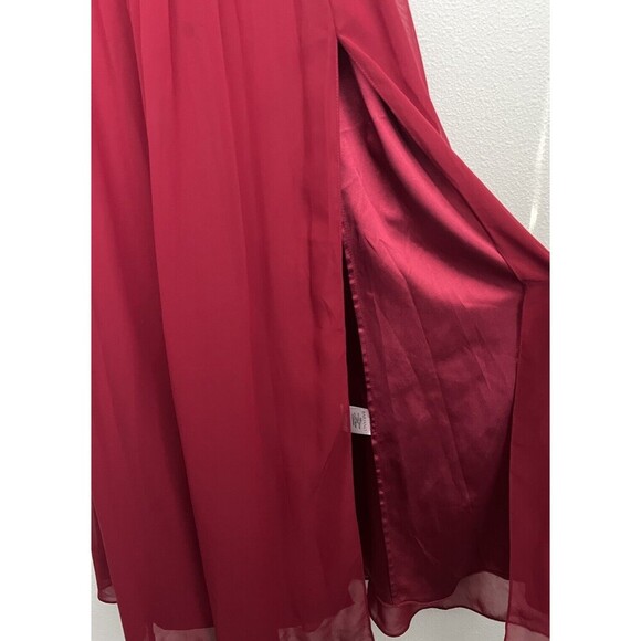 Lulus Red Off-Shoulder Sweetheart Neckline Maxi Dress Slit Front Party Romance - Picture 10 of 13